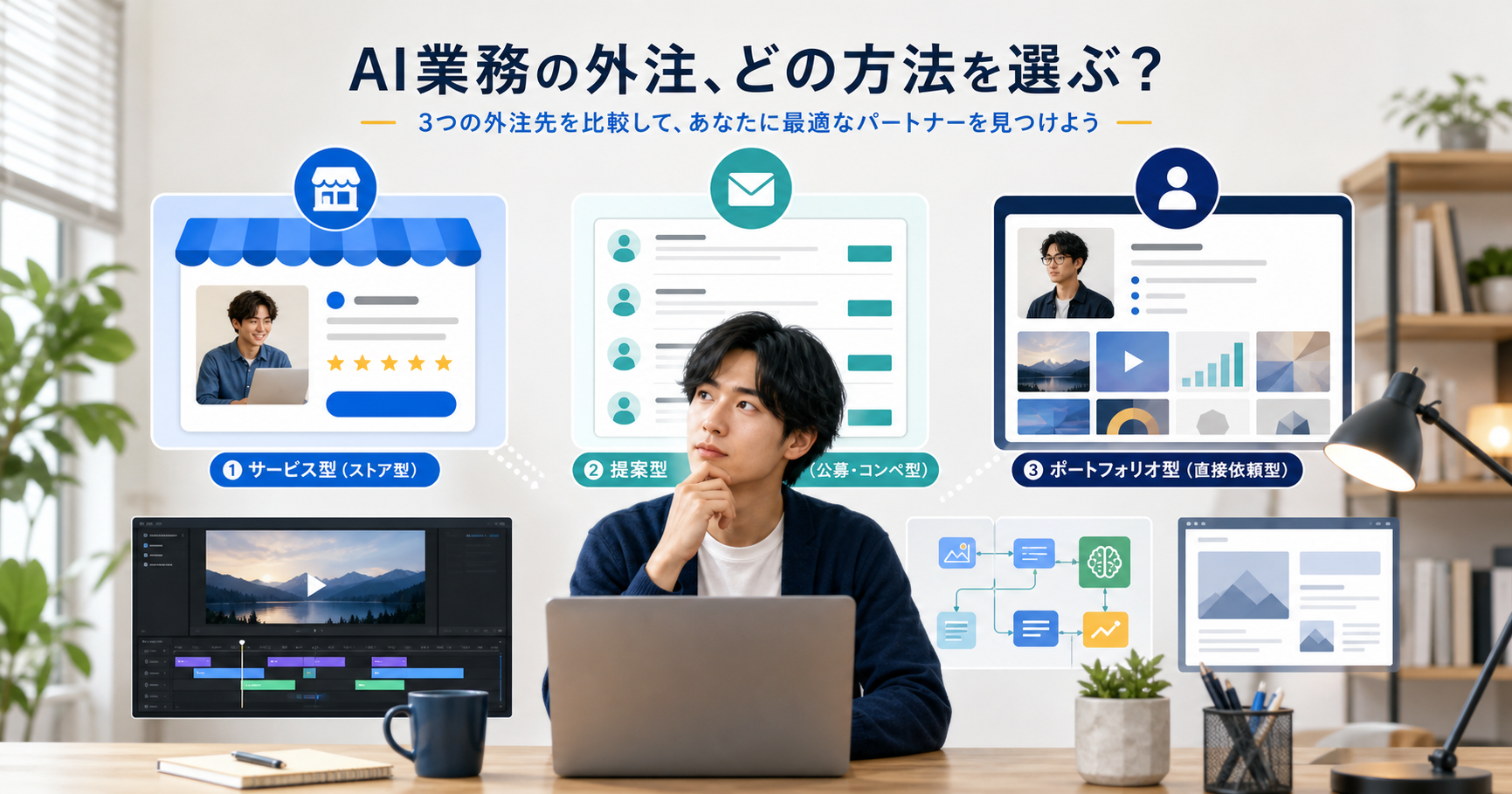 AI副業の外注先3サービスを比較する記事のアイキャッチ
